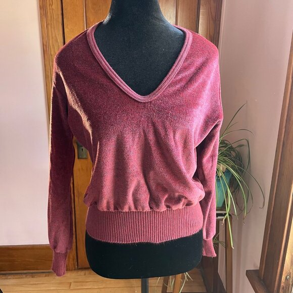 Vintage 80s Red Sweater Sears JR Bazaar Retro Preppy Soft Girl Fall Look Sz XS-S - Picture 2 of 10